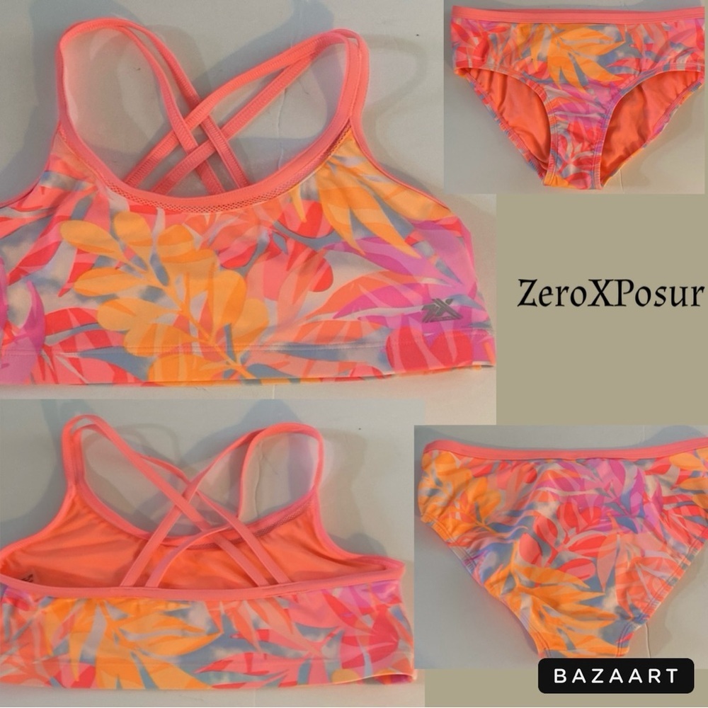 ZeroXPosur Swimwear, Bikini Set, Sz L, 14, Tie Dye, Neon, Boho, Pastel, NWOT - Picture 3 of 16
